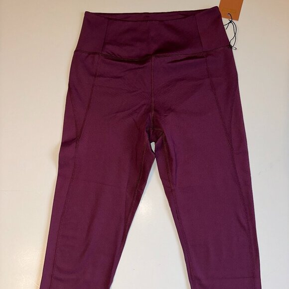 Girlfriend Collective Compressive High-Rise Capri Leggings Wine Red – Size Large - Picture 1 of 7